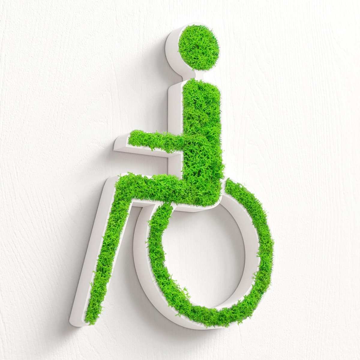 Toegankelijk WC Bord - Natuurlijk Mos Decor - Barrièrevrij Toilet - Echt Mos Onderhoudsvrij - 20.5 x 9.5 cm - Wit