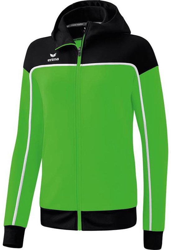 Erima Change Trainingsjack Met Capuchon Dames - Wit / Zwart / Green | Maat: 42
