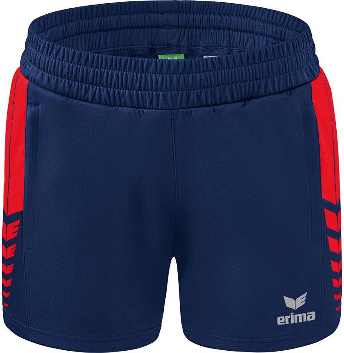 Erima Six Wings Worker Short Kinderen - New Navy / Rood | Maat: 164