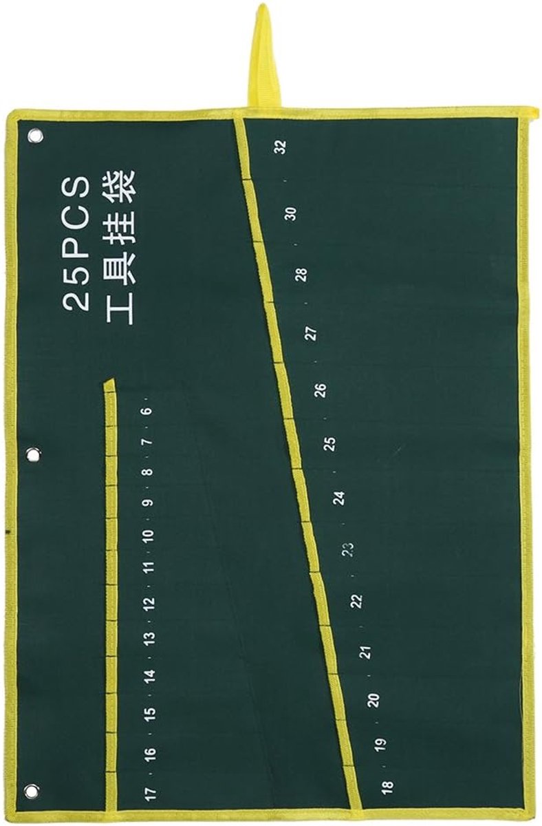 Dailygoods- Gereedschapstas 6/8/10/12/14/25 vakken - Canvas - Groene kleur - Handig voor houtbewerkers - Lichtgewicht - Ideaal voor klussers - Gereedschapshouder