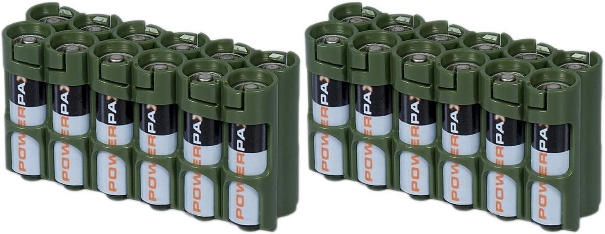 Batterij Caddy - Batterijhouder - Veilig Opbergen - Compact Ontwerp - 2 Stuks - Militair Groen