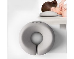 Buikmassagekussen - 28,8 x 7,5 cm - U-vormig kussen - Traagschuim - Gezichtskussen - Hoofdsteun Geschikt voor spa, schoonheidssalon, gezichtsbehandelingen en ontspanning - Salonhoofdsteun - Grijs