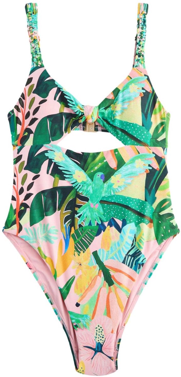 Next Dames - Badpak met vierkante hals - Groen Coral/Green Tropical