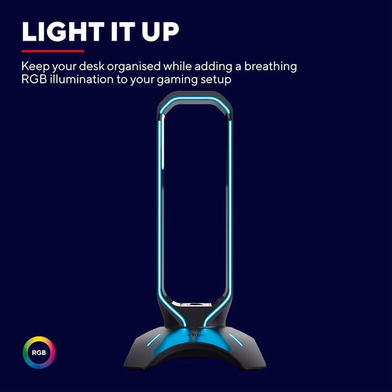 Headset Standaard - Koptelefoon Houder - Gaming Setup - Met USB Poorten - 25.5 cm Hoog - Zwart — afbeelding 3