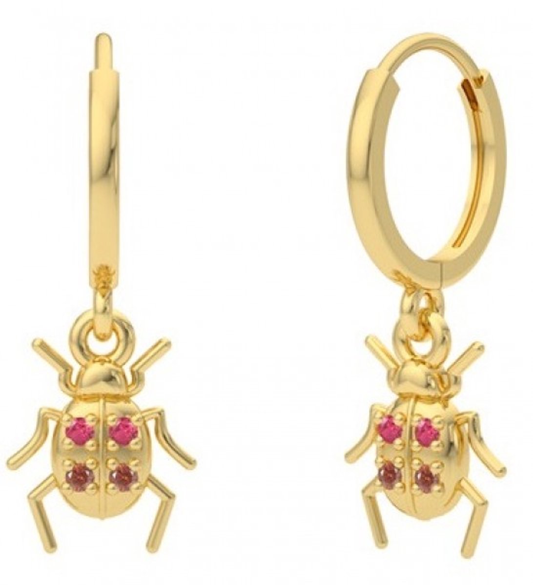 She life style - Oorringen - Scarabee met Zirkonia - Koper - 2,5 cm - Paars en Rood