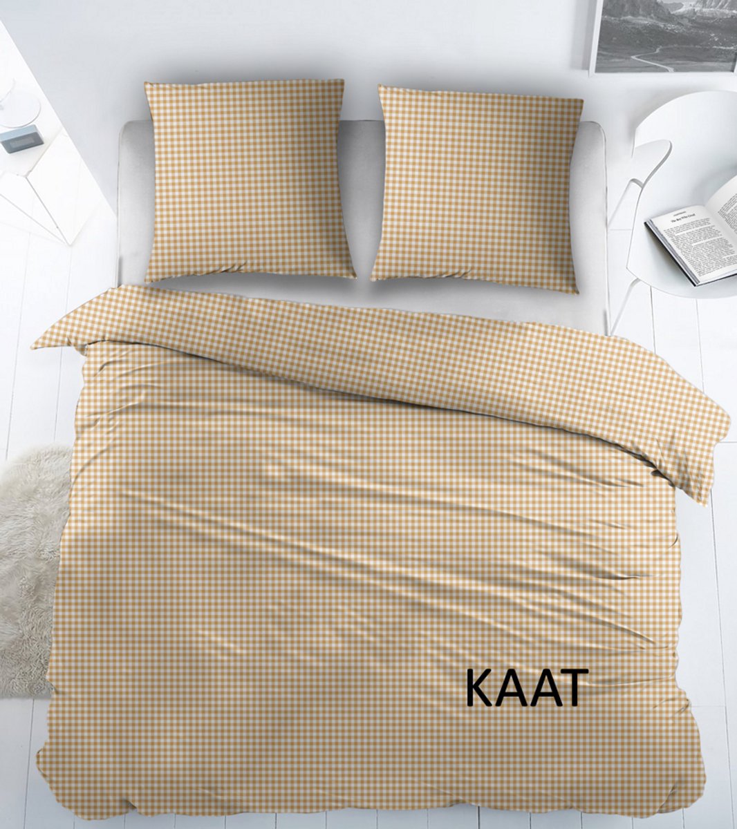 Welterusten Katoen Laken 2 persoons 240x300 met kussenslopen KAAT YELLOW geel
