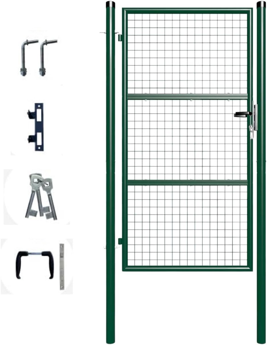 Metalen Tuinpoort - Enkele Poort - Tuin Afscheiden - Verstelbare Scharnieren - 106x180 cm 