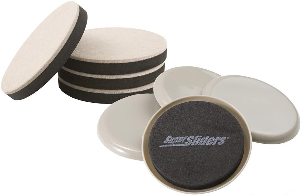 Vloerbeschermers Set - Meubelverplaatsers - Zware Meubels Schuiven - Zelfklevend & Herbruikbaar - 17.8cm Rond - Linnen