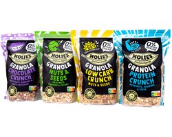 Holie's Granola Mixdoos 4x 350gr - ontbijtgranen - suikervrij - gezond - vegan