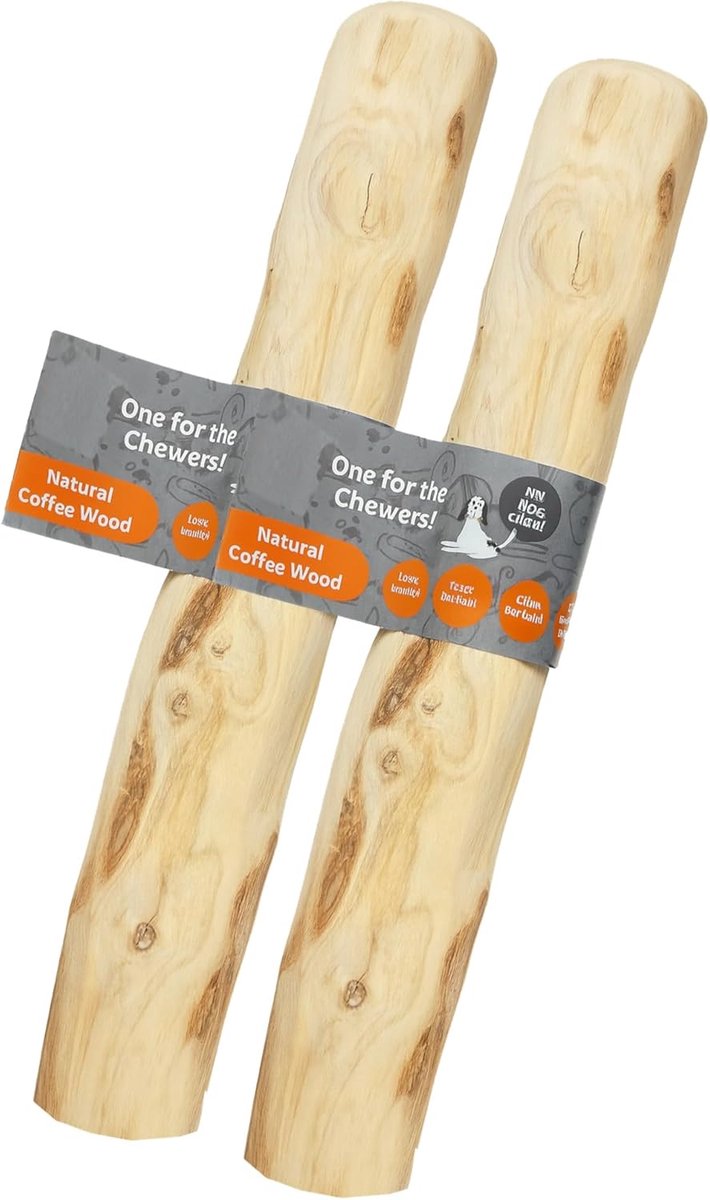 Hond Kauwspeelgoed - Hout Kauwen - Angst Verlichting - Splintervrij Hardhout - 2 Stuks Groot - Natuurlijk Hout