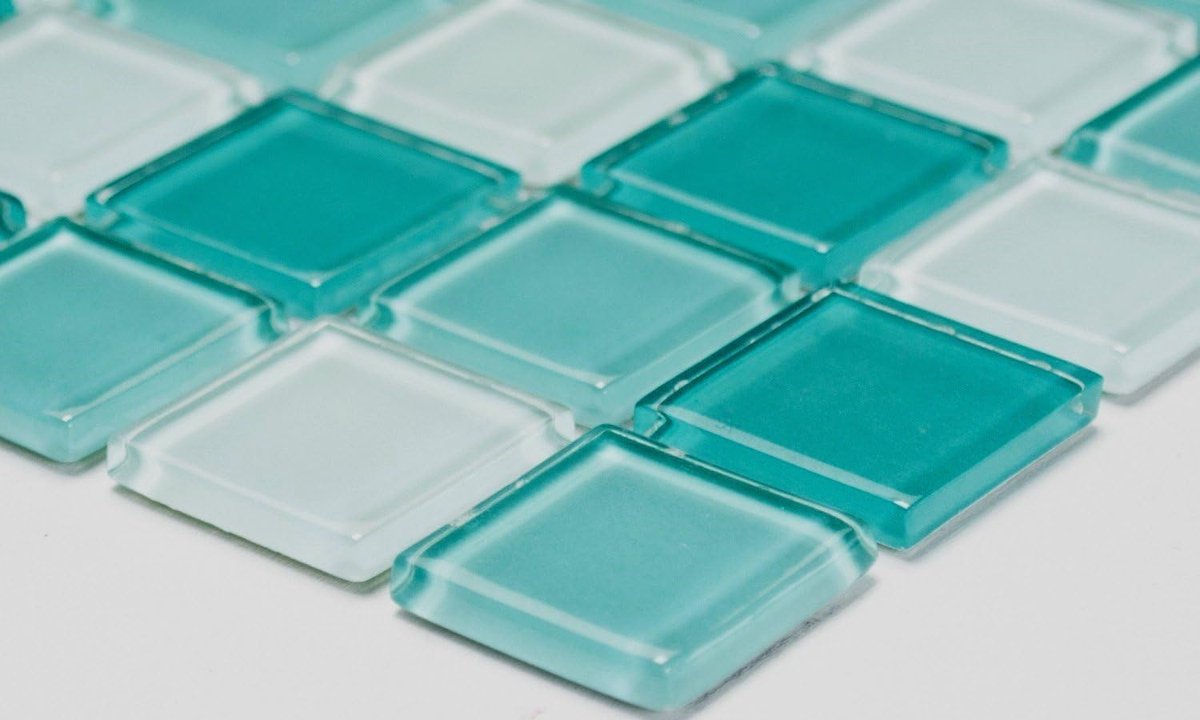 Mozaïektegel Groen Glas - Mozaïekplaat Kristal - Badkamer Wanden - Op Mesh Gebonden - 30x30cm Mat - Groen