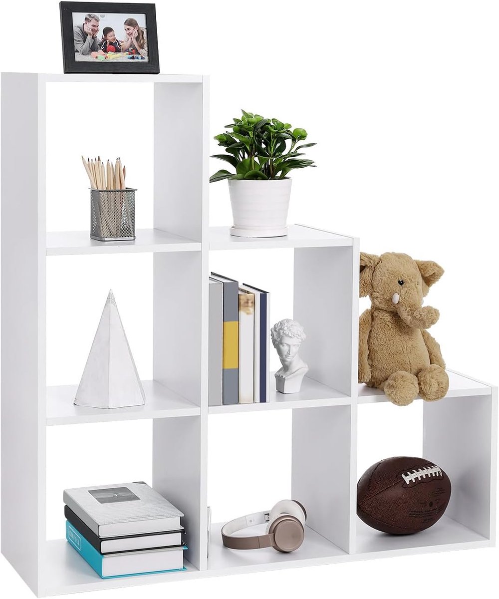 Boekenkast met Kubussen - Staand Rek Ladderrek - Woonkamer Kantoor - Uniek Trapontwerp - 9