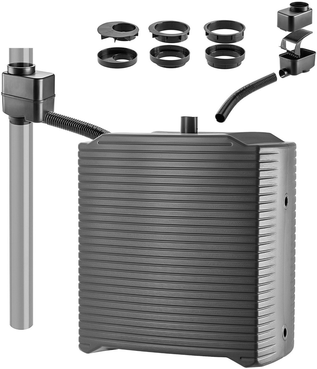 KADAX Regenton, modulaire regenwatertank voor tuin, weerbestendig regenvat 126 liter, waterverzamelaar, regencontainer van kunststof, watervat (antraciet + verzamelaar)