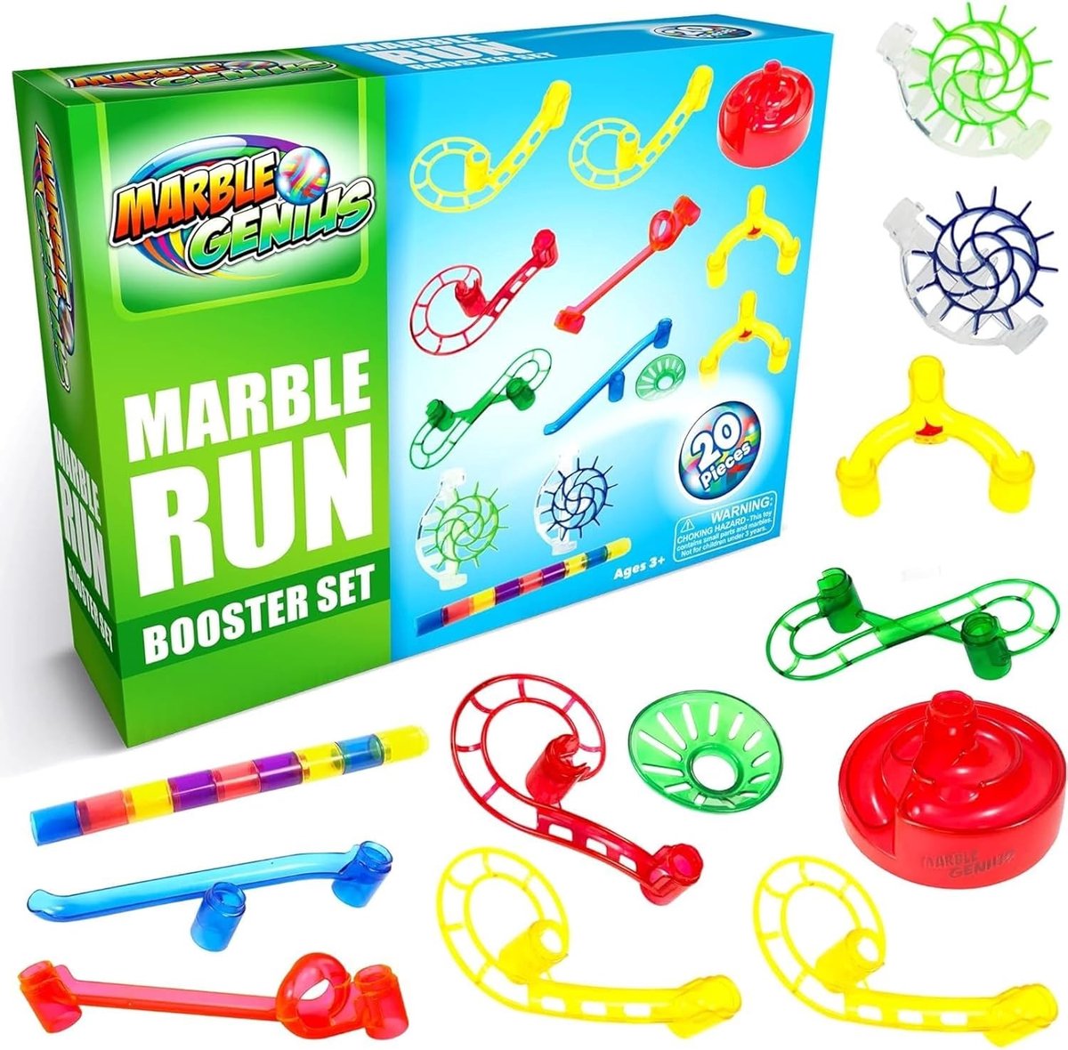 Knikkerbaan Boosterset - Knikker Spel - Creatief Bouwen - Uitbreidbare Baandelen - 20 Delen