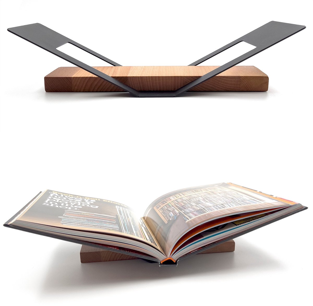 Industrial Living Luxe boekenstandaard – Boekenhouder Industrieel – Kookboekstandaard – Zwart – Metaal – Boekensteun
