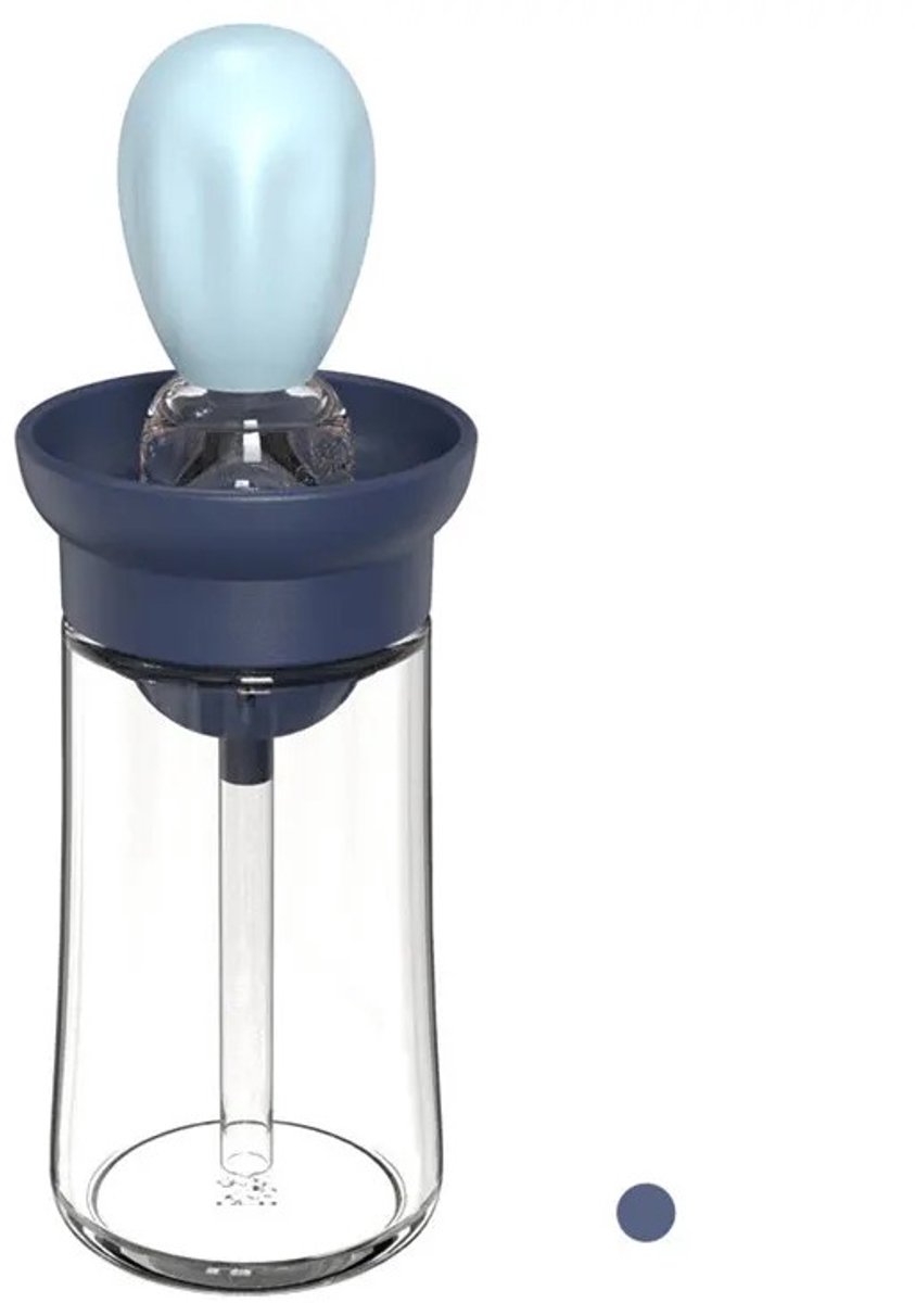 Janse® Olie dispenser - Blauw - Keukengerei - Oliefles - Olijfolie fles met siliconen opzetborstel - Barbeque oliedispenser - BBQ accessoires - Eten -Bakkwast - Bakken - Cooking oil dispenser