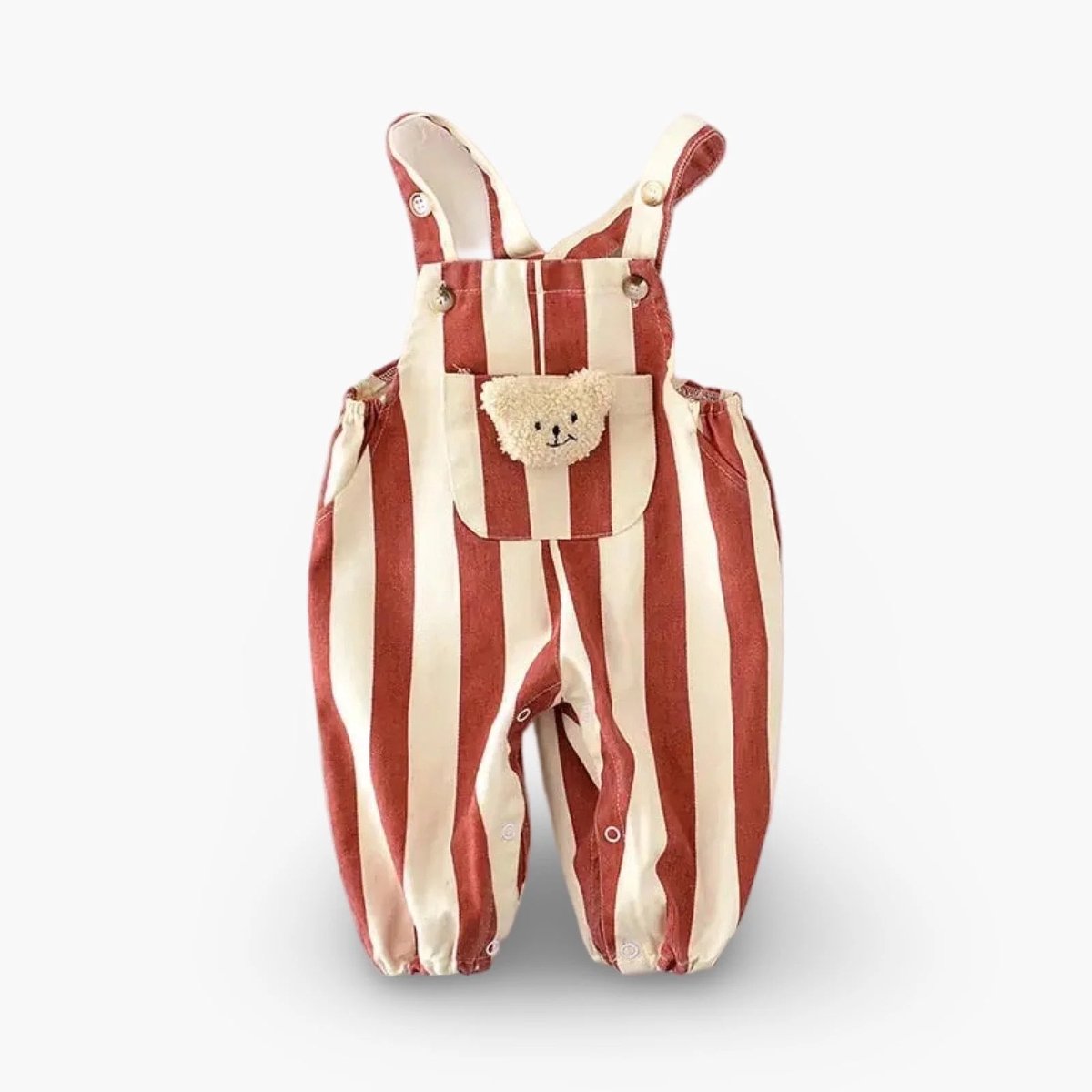 StripeBear - Overal met beertje - Baby setje - 12 maanden - Gestreept - Tuinbroekje