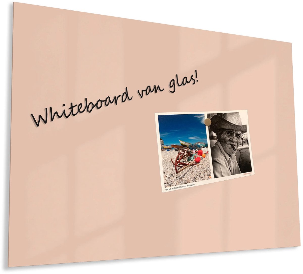 Mydesignglas Glazen Whiteboard - Gehard Glas - Magneetbord - Memobord - Magnetisch - Krasbestendig - Frameless -150x100cm - Nouget crème