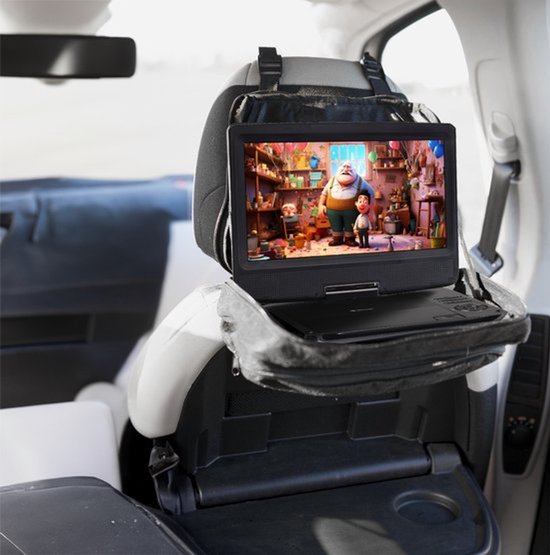 10 Inch - Portable Draagbare DVD Speler met Scherm - Inclusief Zwarte On Ear Kids Koptelefoon - Voor Auto & Thuis - Accu + Autoladen + Thuislader - Onderweg - Kinderen — afbeelding 2