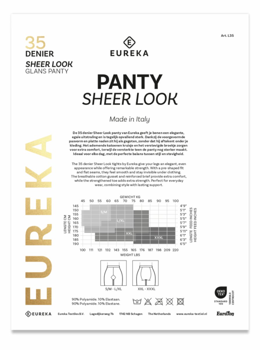 Eureka 35 denier glanspanty Naturel L/XL