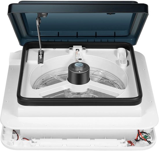 Dakventilator 12V met LED voor Camper en Caravan, 10-blads, 5-35 m³/min, Stil, Waterdicht IP68