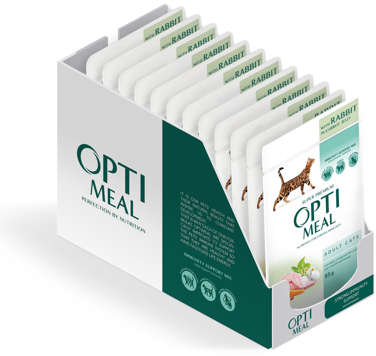 Optimeal volwassen katten natvoer met konijn in wortelgelei - 12x 80g