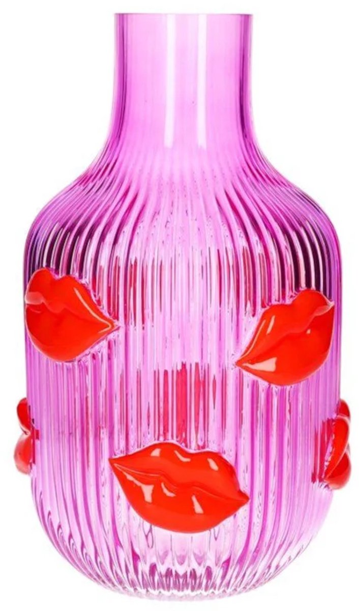GiftCompany - Vaas L'amour - H 30 cm - transparant roze - lippen