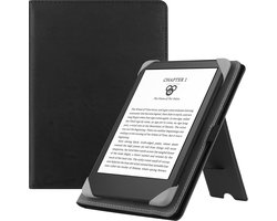 Universal Hoesje voor 6" eReaders, Folio Lederen Stand Geval met Handband Compatibel met alle 6 inch Paperwhite/Kobo/Tolino/Pocketook/Sony E-Book Reader,Zwart