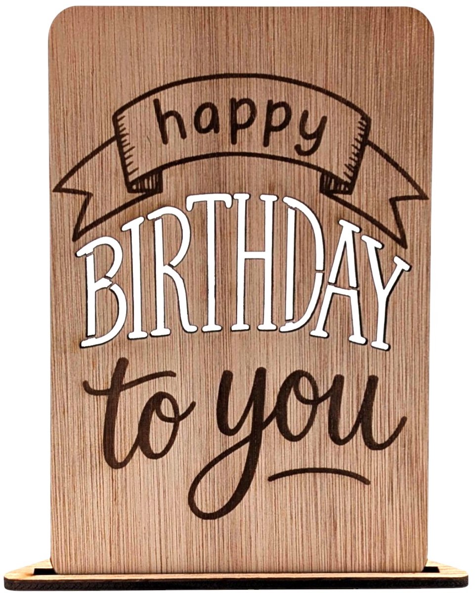 Vilewoods Houten Verjaardagskaart – Happy Birthday to You – Inclusief Envelop – Handgemaakt
