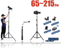 Smartphone Tripod Camera Statief 215 Cm + 360 ° Draaigreep, Telefoonhouder en Bluetooth Remote Shutter – HiCHiCO