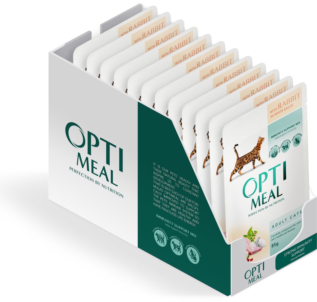Optimeal volwassen katten natvoer met konijn in witte saus - 12x 85g