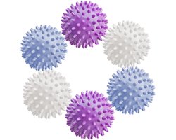 6-pack droogballen - drogerballen - wasbollen voor wasmachine - Wasballen - Kreuk- en klittenvrij - Pluisverwijderend - 6*6*6 cm - Blauw/Wit/Paars - TPR