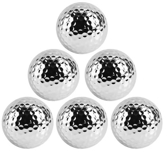 Veliro Golfbal Zilver - Luxe Metallic Golfbal - Uniek Cadeau voor Golfer - Decoratief & Opvallend - Per Stuk — afbeelding 2