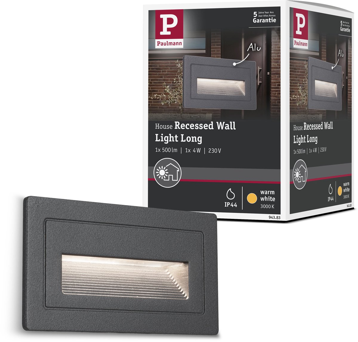 Paulmann Outdoor Wandlamp Long Zwart 4w