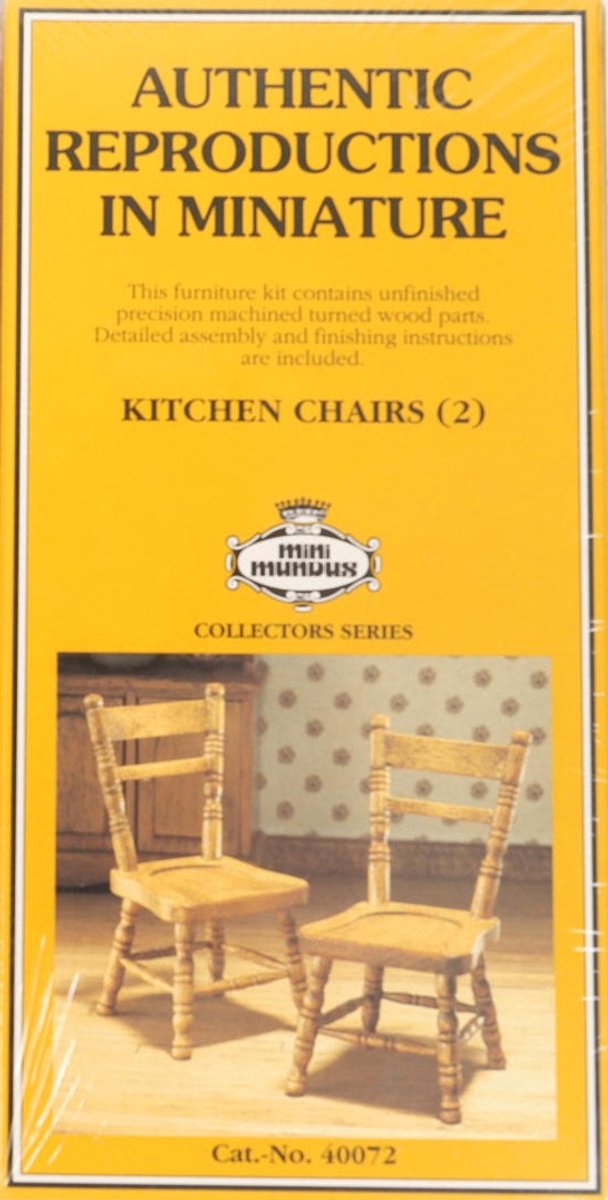 Mini Mundus 40072 Keukenstoelen (2 Stuks) Bouwpakket – Houten Miniatuur Stoelen 1:12 – DIY Poppenhuis Meubels – Zelf Verven/Beitsen
