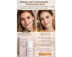 250 ML ANTI-VLEKKEN GEZICHTSCRÈME SPF 50+  VOOR EEN EGALERE, STRALENDE EN JEUGDIGE HUID  BESCHERMT TEGEN ZON, VERVUILING  EN BLAUW LICHT  – HET WONDERMIDDEL TEGEN VLEKKEN EN VERKLEURINGEN!
