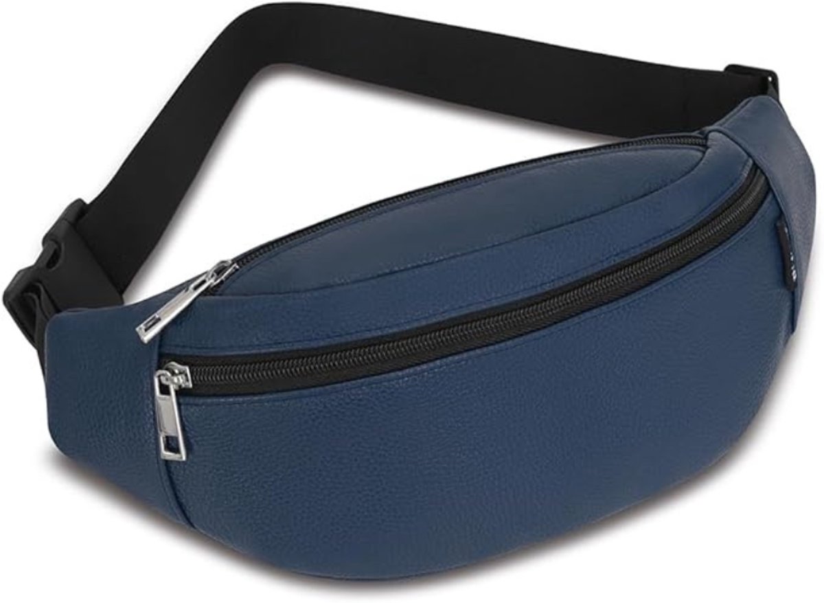 Running belt - flipbelt - hardloopriem telefoon - Hardloop riem - Ruime Opbergvakken voor Smartphone, Drinkfles of Powerbank - Reflectie Strip - 80 tot 120 cm - Donker bluaw - van Imperatoris