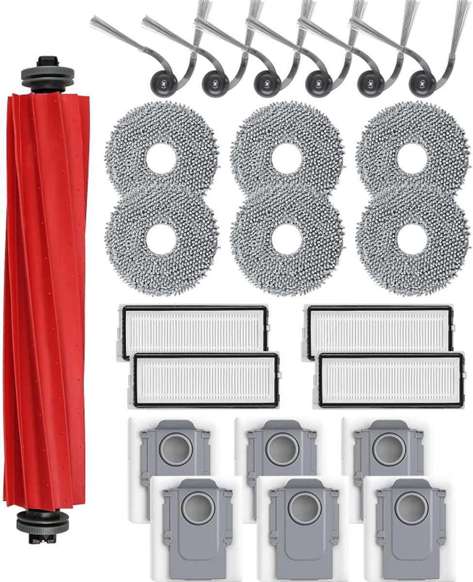 23 Stuks vervangende accessoires geschikt voor Roborock QV 35A/QV 35S robotstofzuiger - 1 hoofdborstels, 6 zijborstels, 4 HEPA-filters, 6 dweilpads, 6 stofzakken