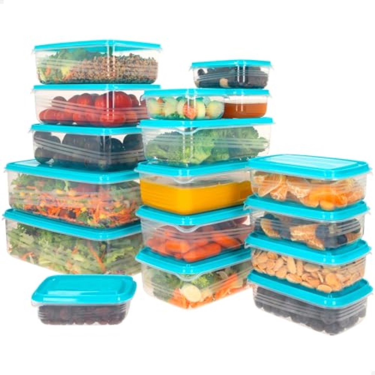 Complete set voedselopslagcontainers - 17-delige stapelbare set, BPA-vrij, magnetron- en vriezerbestendig