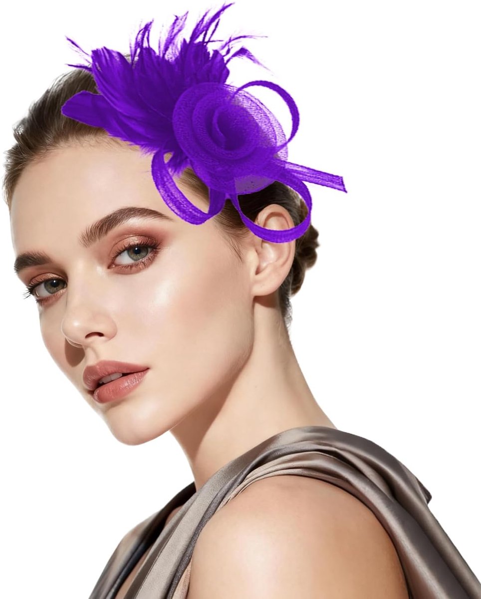 Fascinator Hoed Dames - Bloemen Veren Sluier - Feestelijk Accessoire - Met Clip en Hoofdband