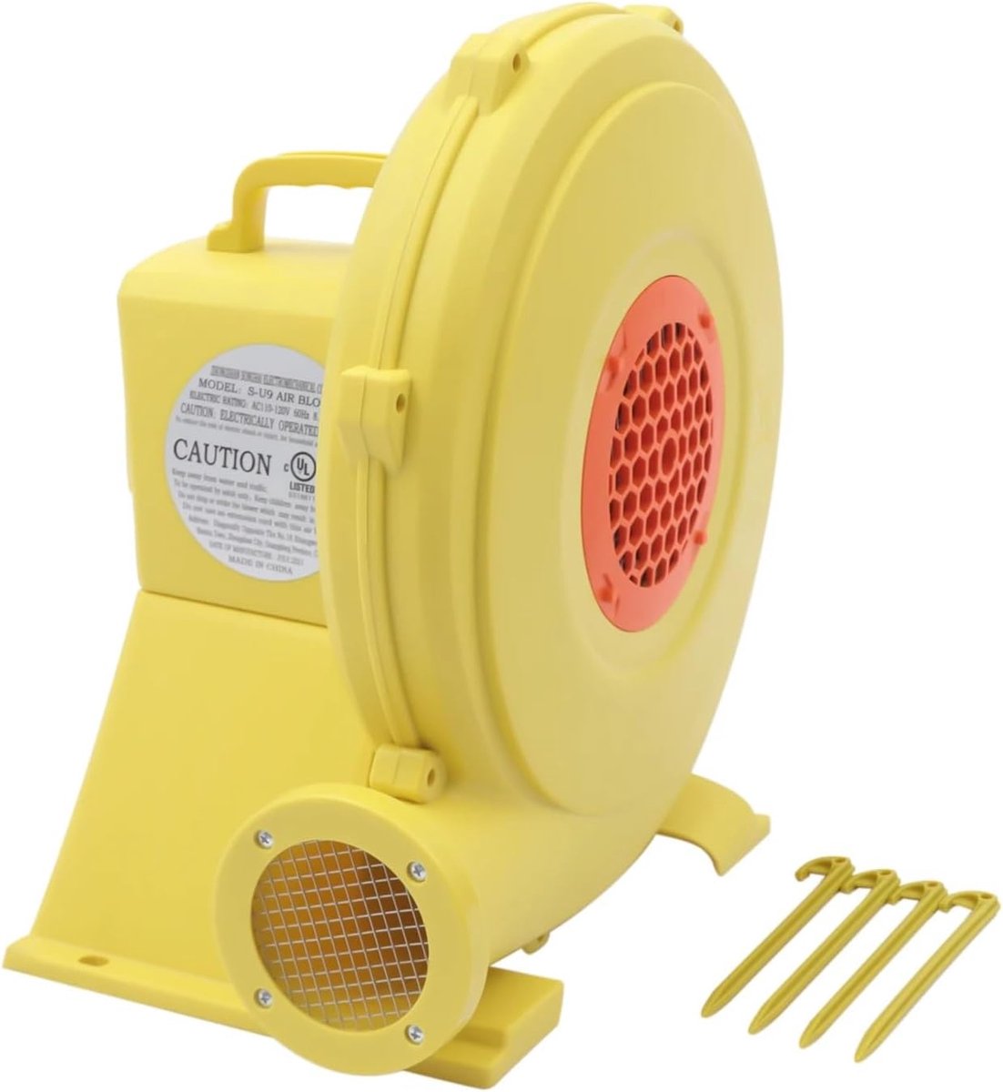 Luchtpomp Ventilator - Opblaas Pomp - Springkussen Opzetten - Krachtige Motor - 38x25x40 cm - Geel