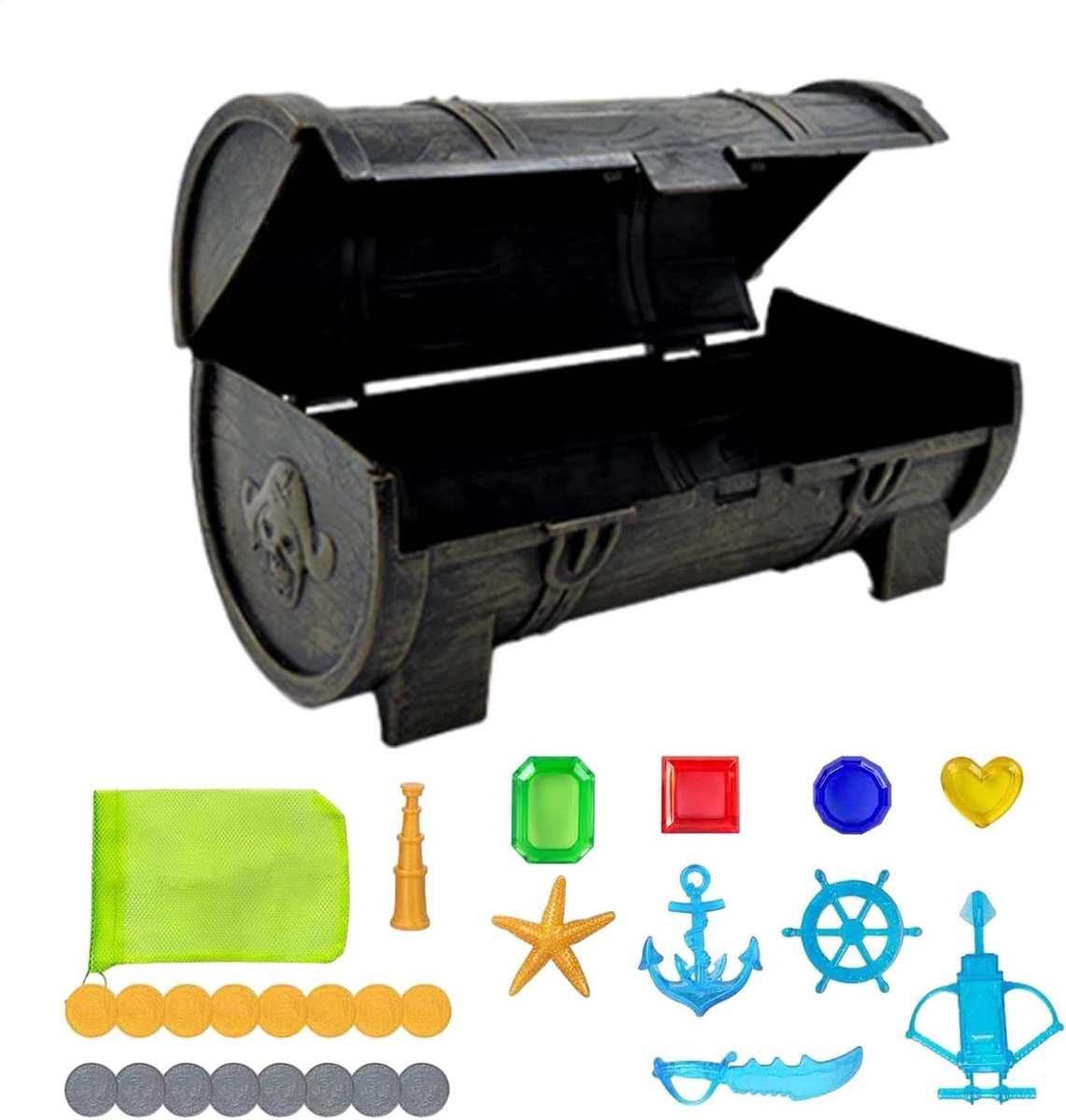 Schatkist Opbergdoos - Speelgoed Kist - Kinderkamer Organisatie - Unieke Decoratieve Stijl - 20.5x10x10 cm - Piraten Schatkist