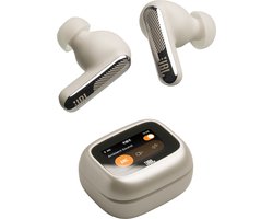 JBL Live Beam 4 – Draadloze Oortjes met Noise Cancelling – Smart Case met Touchscreen - True Wireless Bluetooth – 48 uur – Waterdicht – IP55 - Champagne/Beige