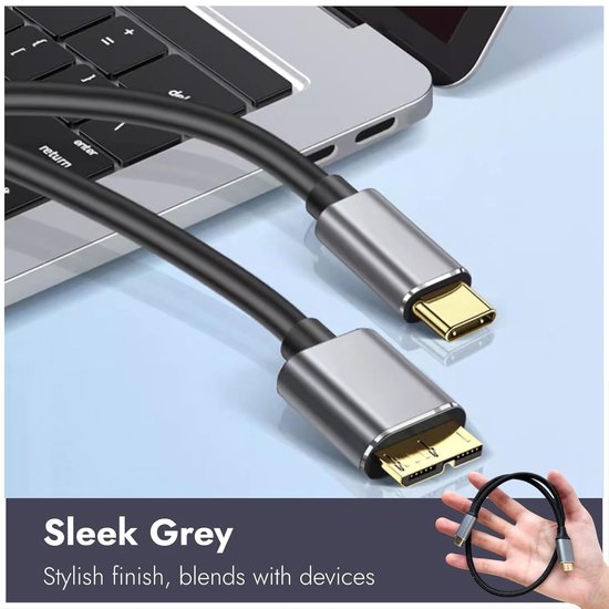 USB C naar Micro B - Externe Harde Schijf Kabel - Data Overzetten - Directe Verbinding - 0.5 Meter — afbeelding 5