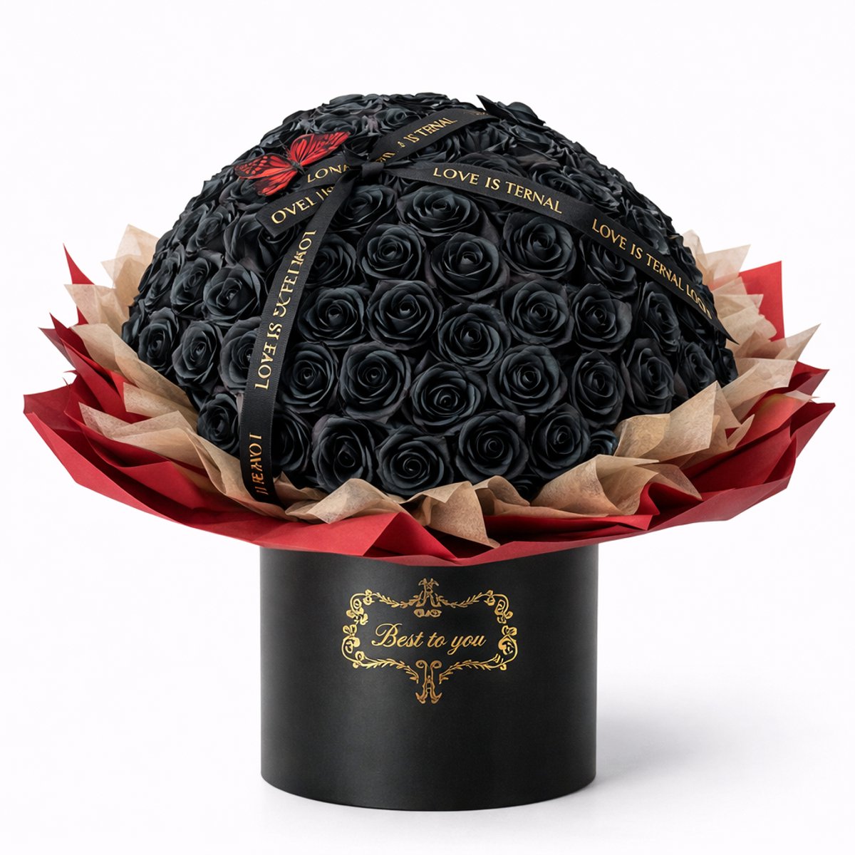 La Roselle Amsterdam 199 Rozen boeket rozenbox - zwarte geurende kunstbloemen
