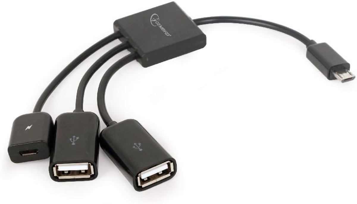 USB Hub - OTG Adapter - Extra Poorten - Compact Ontwerp - 5.5cm x 2.5cm - Zwart