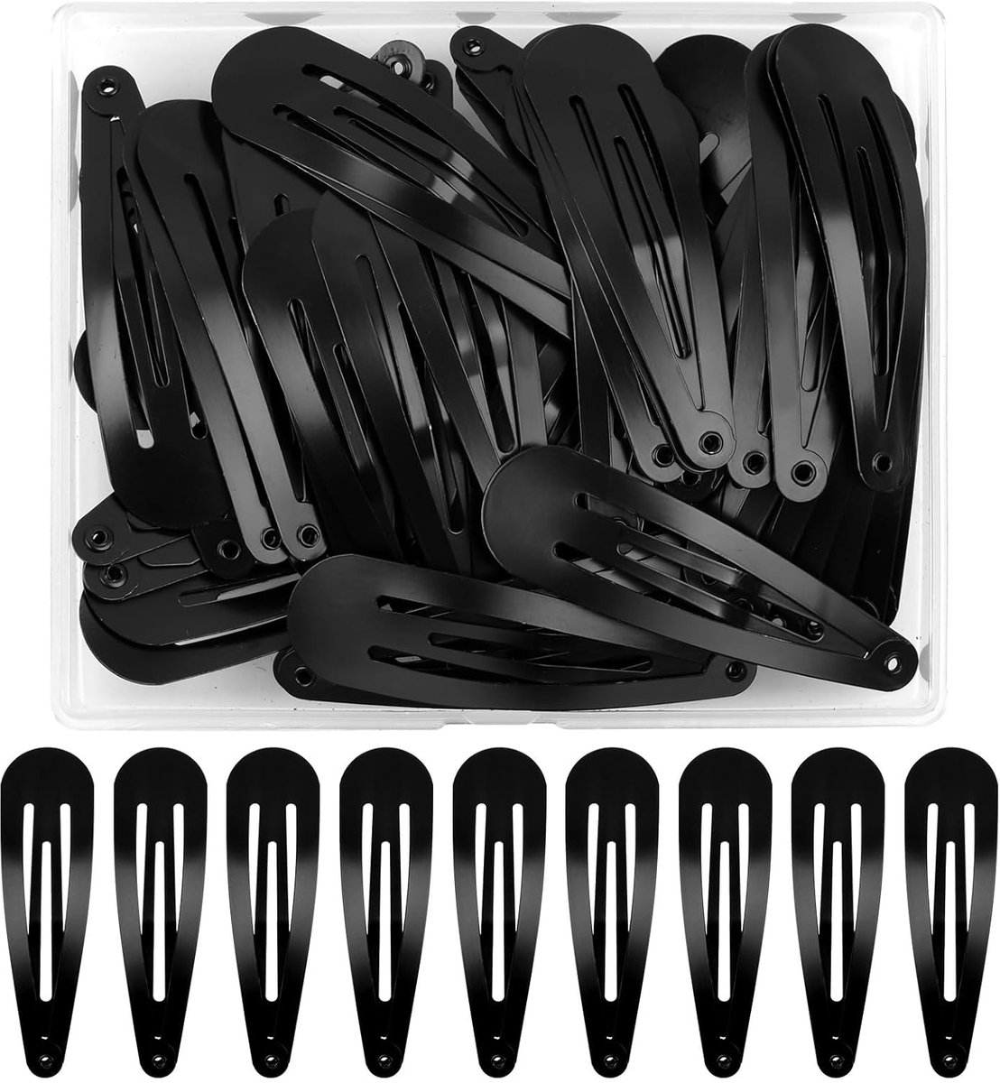 Haarclips Set - Metalen Speldjes - Dagelijkse Styling - Antislip Grip - 4.9 cm Lengte - Zwart