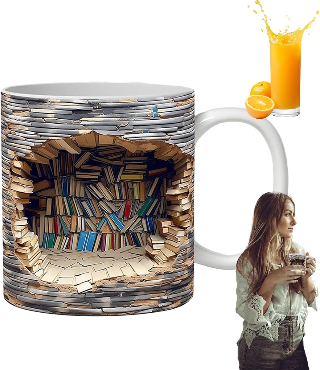 Boeken Mok - Lezers Beker - Koffie Thee - Uniek 3D Ontwerp - 35cl 8x9.5cm - Niet gespecificeerd