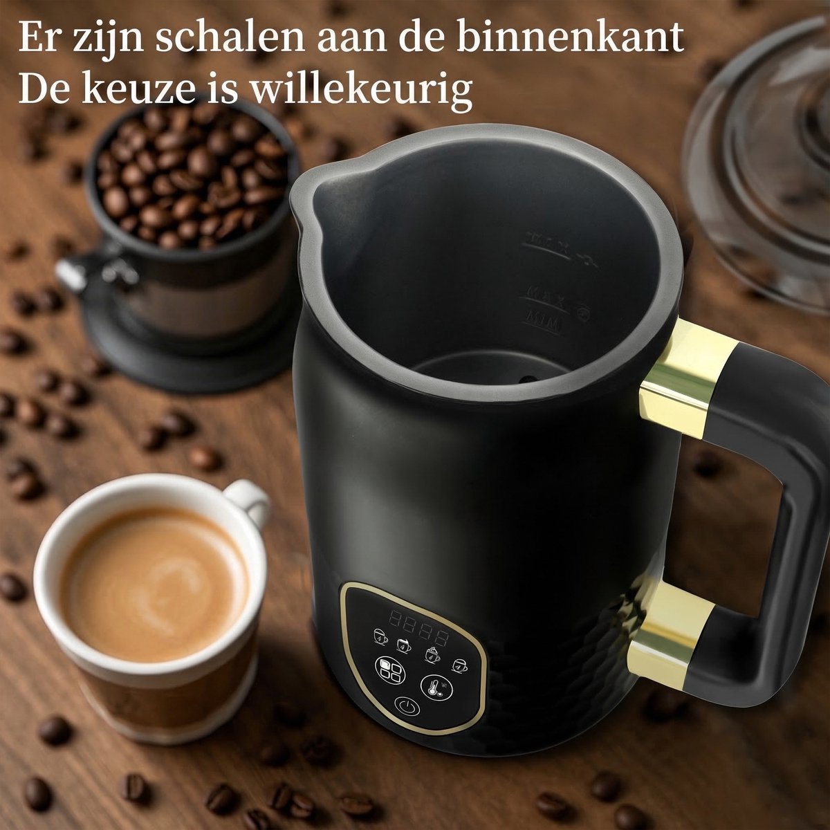 Elektrische Melkopschuimer 4-in-1 Met Temperatuurregeling - Automatische Melkschuimer Voor Warm En Koud Melkschuim - Melkverwarmer Met 2 Gardes Voor Cappuccino Latte Macchiato En Warme Chocolade — cadeau in Kookcadeaus - foto 7