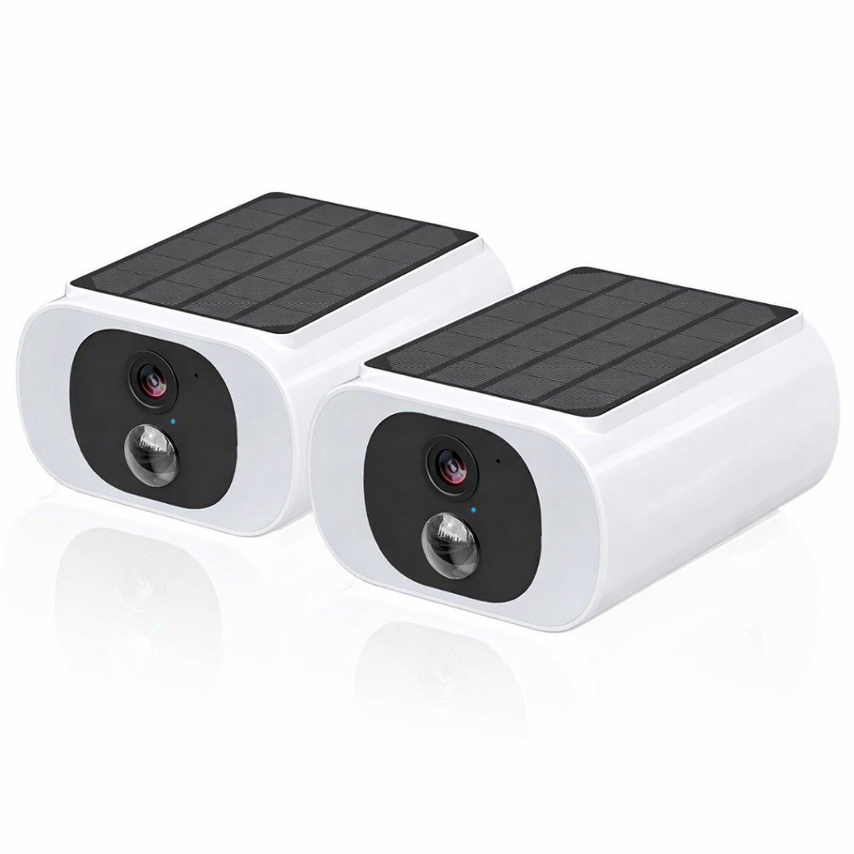 2x Buiten Beveiligingscamera op Zonne-energie - Draadloos - 3MP 2K HD Resolutie - Wifi 2.4G - Kleur Nachtzicht - PIR Menselijke Detectie - 600 Lumen Schijnwerper - IP66 Waterdicht - Tweeweg Audio - SD Kaart - Batterijcamera
